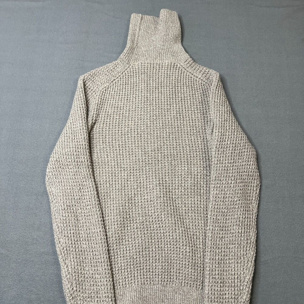 Buck Mason Sweater Womens Large Beige Wool Blend Mock Neck Casual Chunky Knitted - Picture 2 of 9